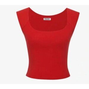 Rumored Be Mine Top Womens LG Rose Red Sleeveless Cropped Summer Cute NWT HTF